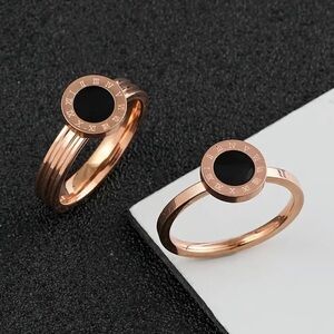 Vintage High-End Style Roman Numerals 18k Gold Plated Stainless Steel Ring